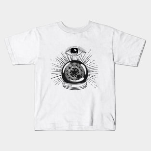 Divination Crystal Ball Eye Witchcraft Black And White Kids T-Shirt